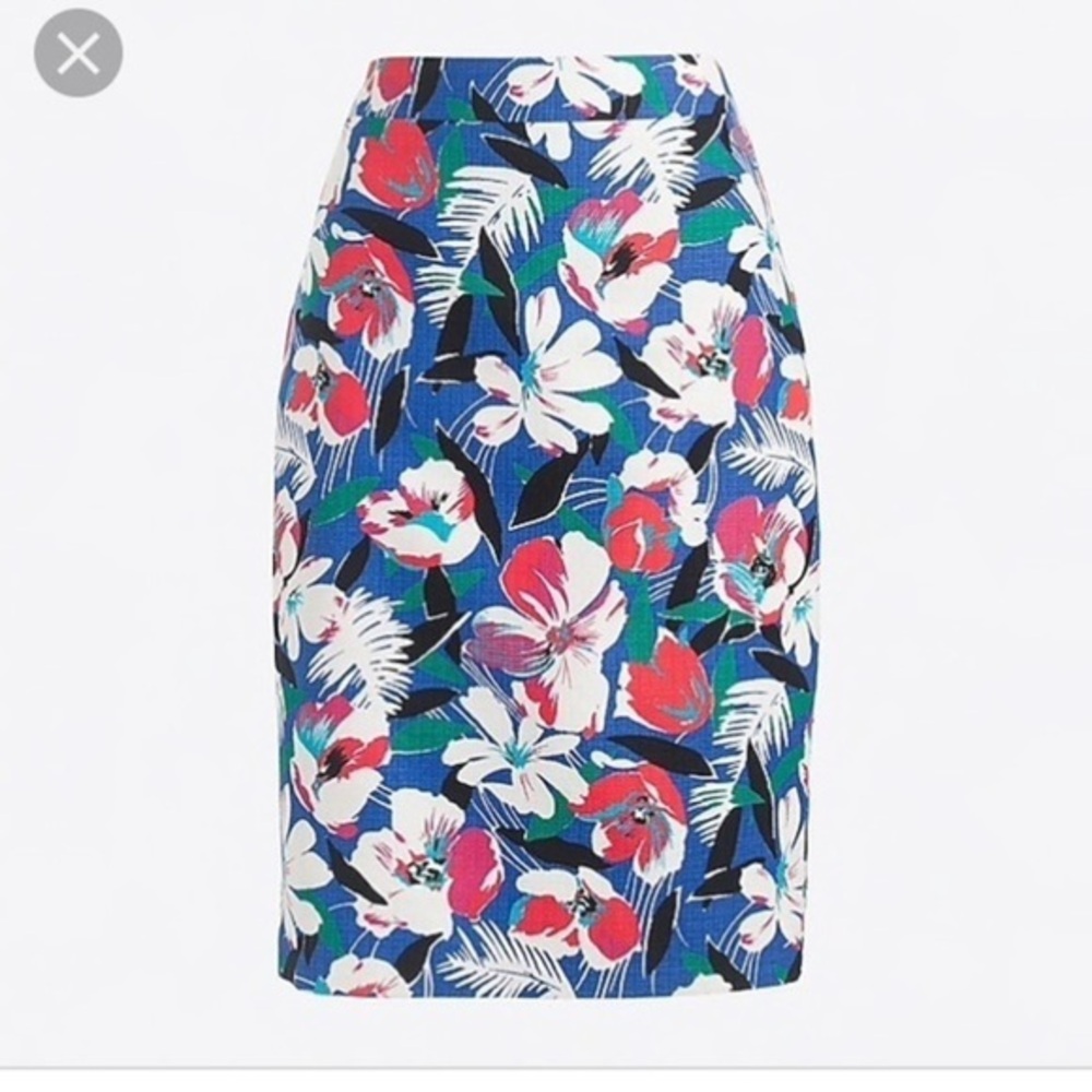 J. Crew floral basket weave pencil skirt Sz 2 4